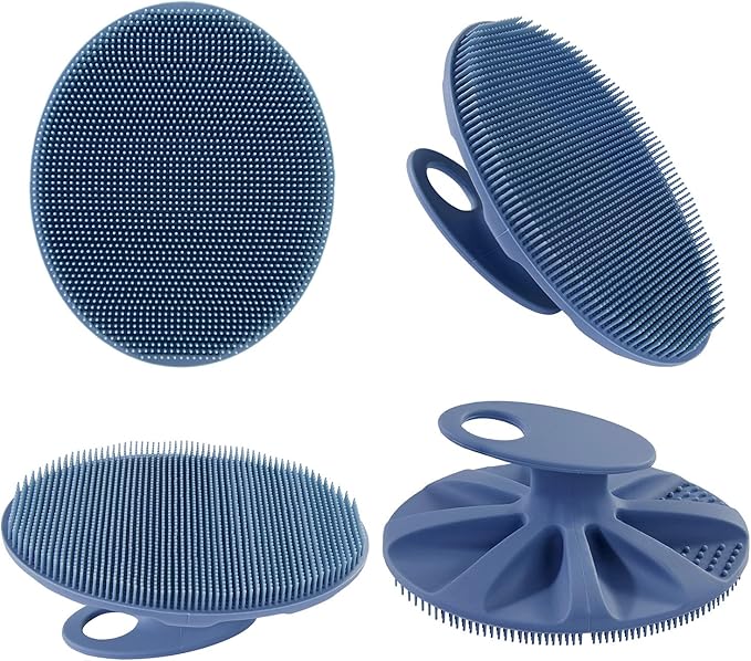 Food-Grade Soft Silicone Body Cleansing Brush Shower Scrubber, Gentle Exfoliating and Massage for All Kinds of Skin (Pack of 4)