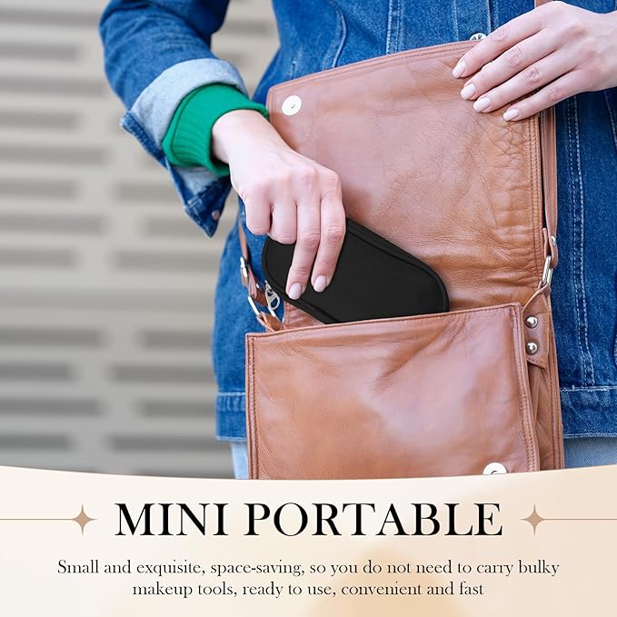 10 Pcs Mini Portable Makeup Brush Set Complete Travel Cosmetic Brushes Kit with Pouch for Blush Powder Eyeshadow Perfect for Women and Girls(black)