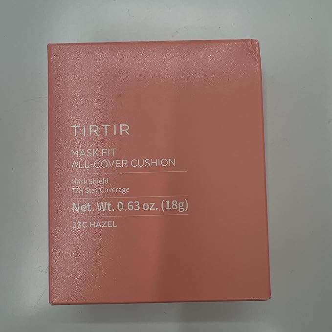TIRTIR Mask Fit All Cover Pink Cushion Foundation | High coverage, Velvety Matte Finish, Lightweight, Flawless, Corrects Redness, Korean Cushion (#33C Hazel, Full Size, 0.63 Fl Oz)