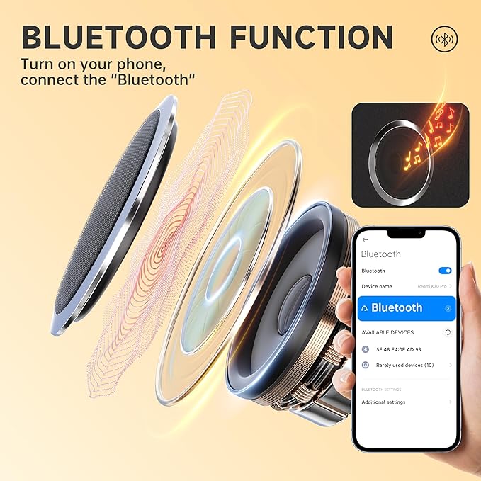 MINISO Vanity Mirror with Lights and Bluetooth Speaker-11.5" x 14" Arched Makeup Mirror with 3 Color Lights, Adjustable Brightness,10X Magnification, 360°Rotation