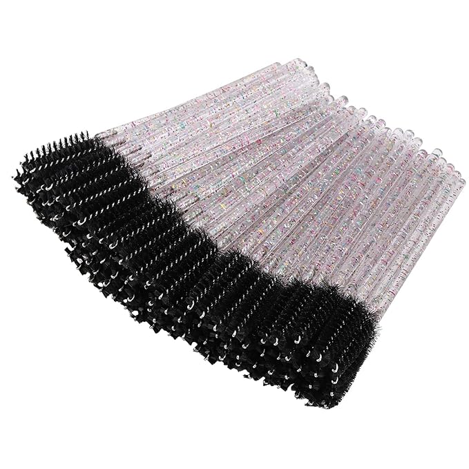 BTYMS 100 Pieces Eyelash Mascara Brushes Disposable Lash Wands Makeup Applicators Eyebrow Spoolies Brush for Eyelash Extensions - Black