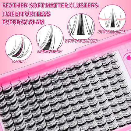Fairy Lash Clusters Wispy Cluster Lashes DIY Wet-Look Spiky Clusters Eyelash Extensions Lash Extension False Eyelashes Natural Look Invisible Lash Band Individual Lashes (Fairy,8-18mm)