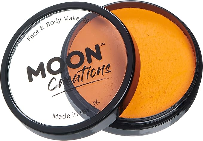 Pro Face & Body Paint Cake Pots by Moon Creations - Sunshine Orange - Professional Water Based Face Paint Makeup for Adults, Kids - 1.26oz