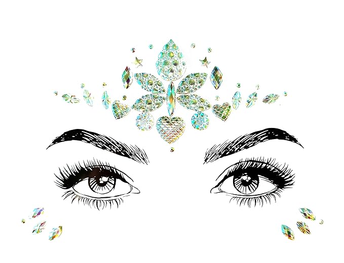 8 Pc Music Rave Face Jewels: Rhinestone Crystal Gems for Eyes, Body & More