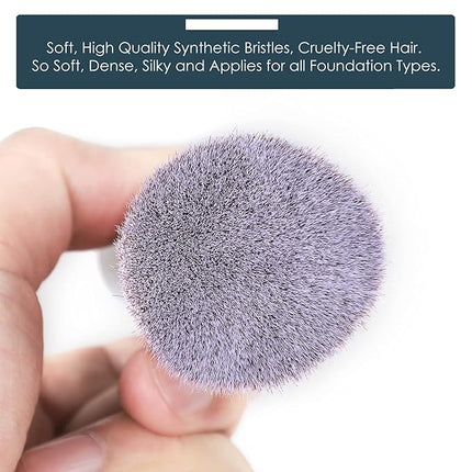 KINGMAS Angled Top Foundation Brush, Premium Kabuki Makeup Brush for Liquid, Blending, Cream, Powder,Blush Buffing Stippling Face Makeup Tools Black