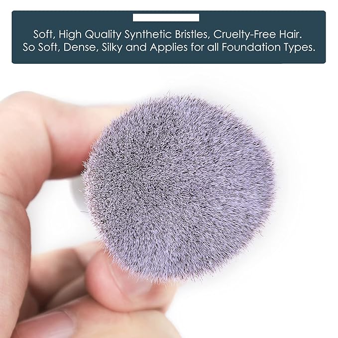 KINGMAS Angled Top Foundation Brush, Premium Kabuki Makeup Brush for Liquid, Blending, Cream, Powder,Blush Buffing Stippling Face Makeup Tools Black