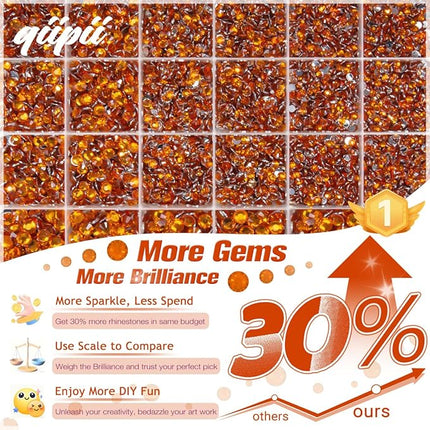 qiipii Orange Red Crystal Resin Rhinestones w B7000 Glue for Bedazzling Crafting 2mm-6mm Flatback Stones Diamonds Crystals Gems Bedazzler Kit for Nails Face Eyes Makeup Tumblers Bottles DIY Crafts