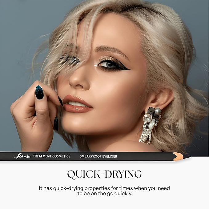 Sorme Treatment Cosmetics Smearproof Eyeliner 0.16oz | Long Lasting Black Waterproof Eyeliner Pencil | Smudge-Proof Waterline Eyeliner | Cruelty-Free and Gentle Pencil Eyeliner