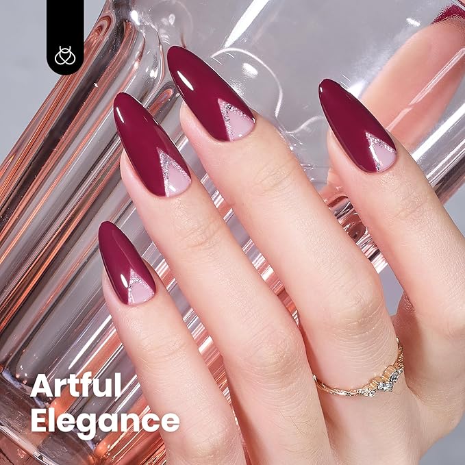 Beetles Burgundy Red Gel Nail Polish – Hema-Free Fall Plum Wine Red Colors Soak Off UV Gel Polish for Manicure Salon Color Bottle 0.51 Fl Oz