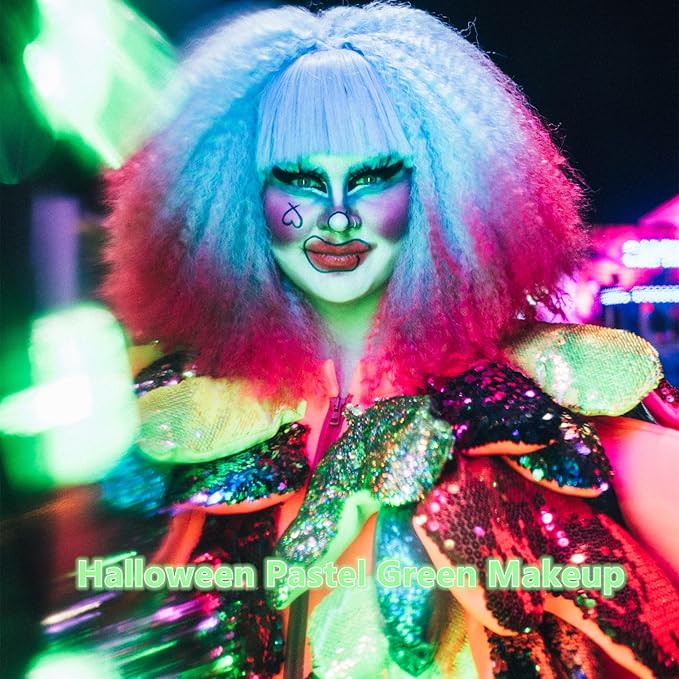 Go Ho Pastel Green Body Paint Washable(2.37oz/pc),Water Based Cream Pastel Green Face Body Paint for SFX Cosplay Costumes Festivals Halloween Makeup