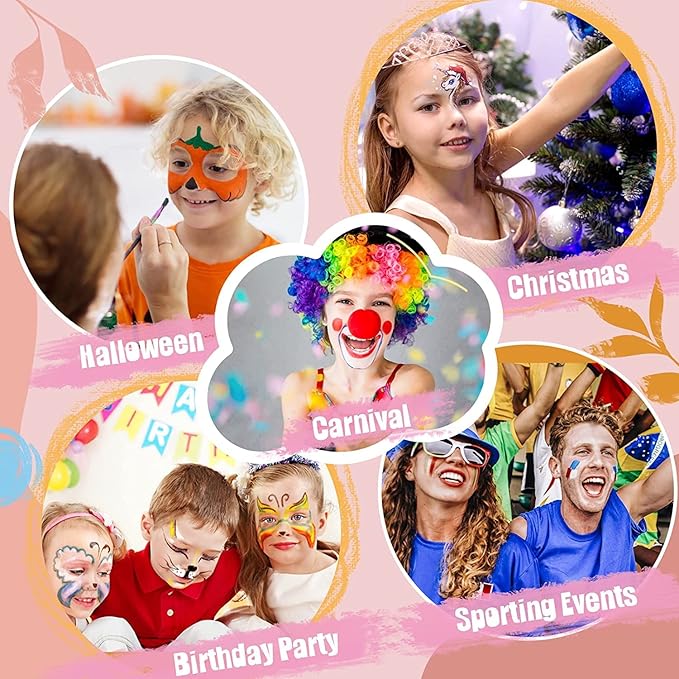Beesjuy Face Painting Kits for Kids,12 Color Water Based Face Paint Kit, Washable Kids Body Paint for Makeup, for Birthday, Halloween, Thanksgiving Day, Cosplay Makeup, Gifts for Kids/Children
