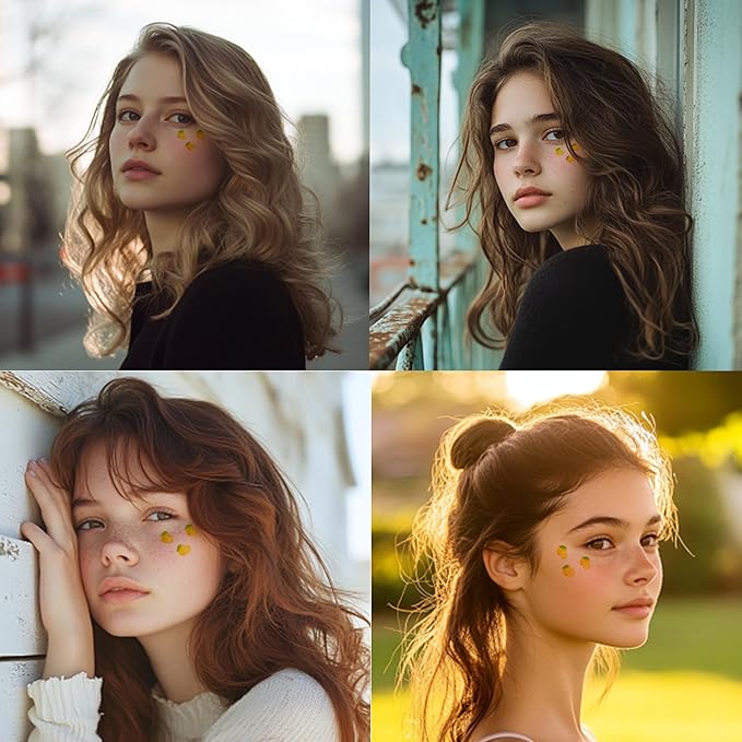 10pcs Lemon Face Makeup Patches, Waterproof Temporary Fruit Tattoos for Women