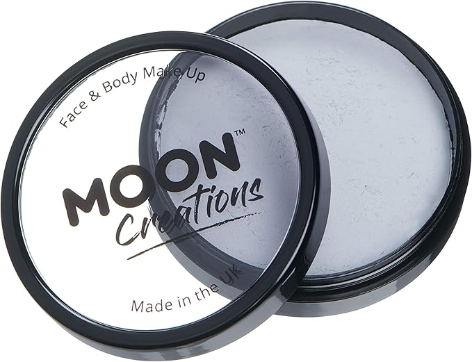 Pro Face & Body Paint Cake Pots by Moon Creations - Light Grey - Professional Water Based Face Paint Makeup for Adults, Kids - 1.26oz