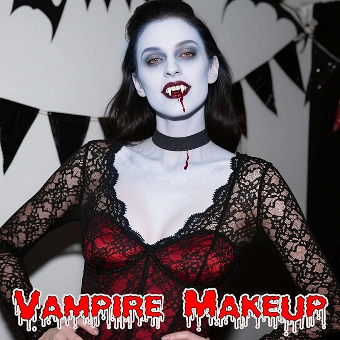 Halloween Zombie Makeup Kit,1.01oz Zombie Grey Blue Face Body Paint and 30ml Washable Dripping Fake Blood with sponge,Light Gray Face Painting SFX Cream Makeup with Stage Blood for Vampires