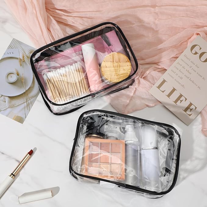 20 Packs Clear Cosmetic Bags Waterproof Zipper Bags – Medium Transparent PVC Travel Makeup & Toiletry Organizer Pouches (7.09 x 2.36 x 4.72 Inches)