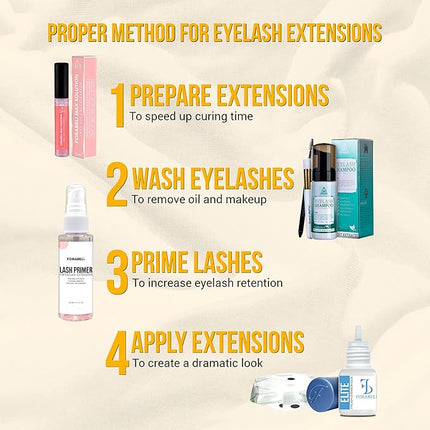 Forabeli Lash Primer for Lash Extensions Spray 50ml - Pro-Grade, Faster Prep for Superior Eyelash Retention