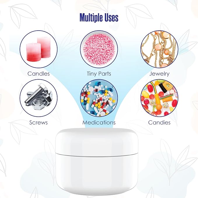 Houseables Lotion Jars, Lotion Container, Cosmetic Jars with Lids, Body Butter Containers, Travel Pots for Creams, Makeup, Moisturizer, Storage, Refillable, Empty, Small, Plastic, White, 4 OZ, 12 PK