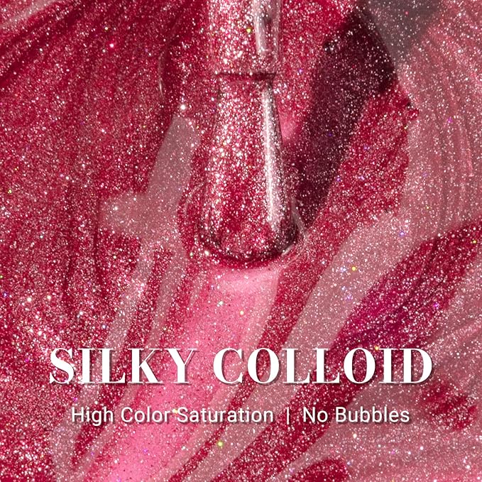 MelodySusie Pink Glitter Gel Nail Polish,0.5fl oz Nails Soak Off UV LED Strawberry Sparkle Pink Gel Polish Gift for Women Nail Art Manicure Salon DIY Nail Design Decoration at Home-z201-A2619