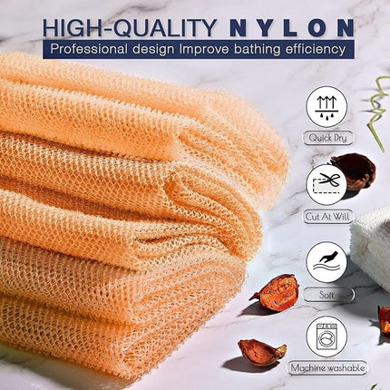 UJFQBH 3 Pieces African Bath Sponge African Net Long Net Bath Sponge Exfoliating Shower Body Scrubber Back Scrubber Skin Smoother,Great for Daily Use (Yellow,Yellow,Yellow)