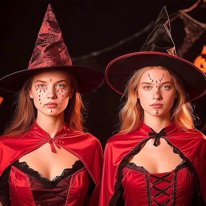 Red Face Gems, Halloween Face Rhinestone Makeup Festival Face Jewels, Zombie Gunshot Wound Fake Hole Scar Blood Scars Stick On Gems, Self-Adhesive Rhinestone Set for Halloween Makeup