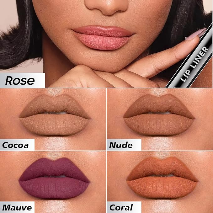 Peel Off Lip Liner Stain - Non-Stick Cup & Long Lasting Comfortable Vivid Color Tattoo Peel Off, Waterproof Peel Off Lip Stain for Beauty & Charming Lip Makeup | Vegan and Cruelty Free (#02 Cocoa)