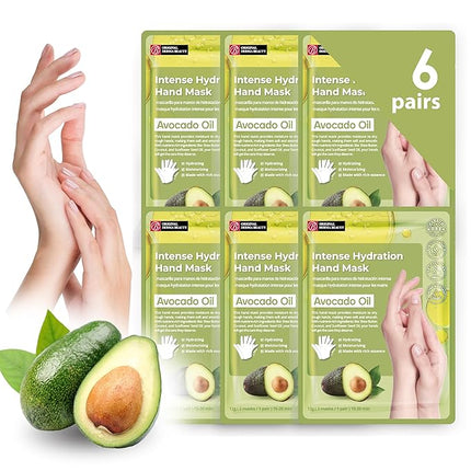 Innerest Original Derma Beauty 6 Pairs Hand Mask Intense Hydration Avocado Oil, Moisturizing Gloves Set, Hydrating Hand Care, Repair Gloves, Essential Nail Care, Rejuvenation Soothing Gloves
