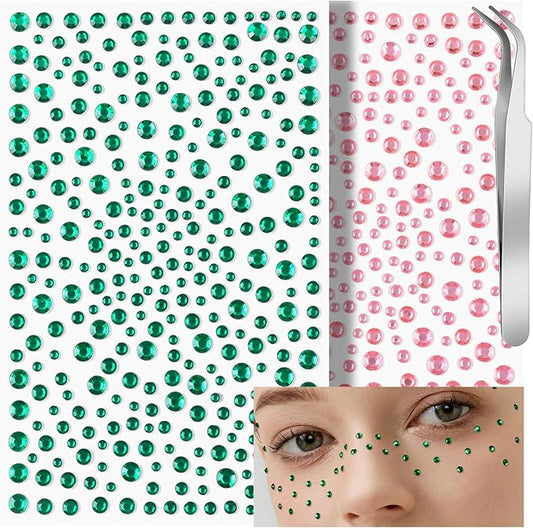 Teenitor Face Gems Self Adhesive Face Rhinestone Makeup Festival Face Jewels Stick On Gems Hair Gems Makeup Gems for Face, Hair, Body, Eye