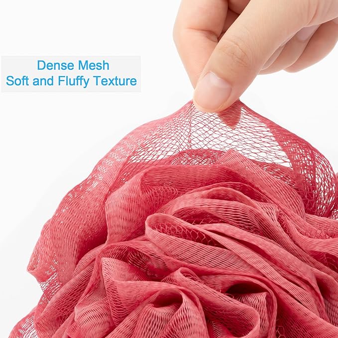 AmazerBath Loofah Sponge 75g/Piece, Exfoliating Bath Sponge Body Scrubber - Loofa Set of 4 - SunsetBerry Colors, Large