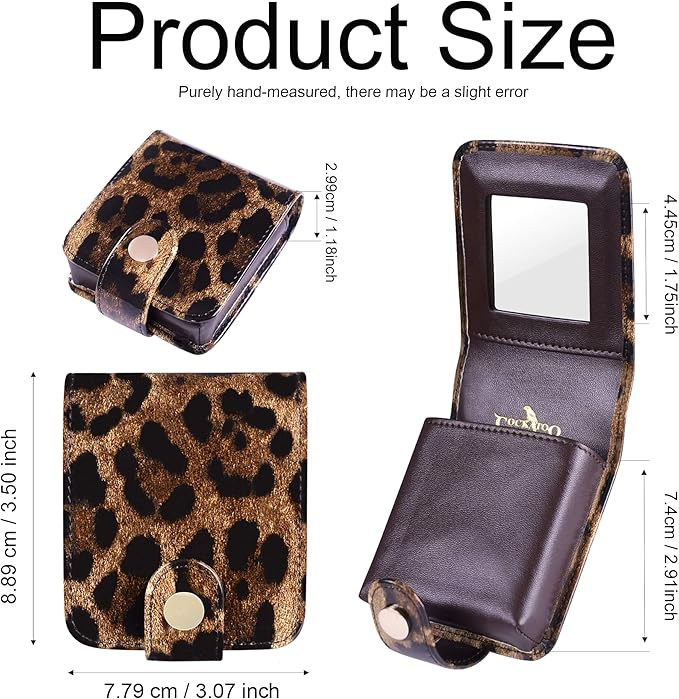 Cockatoo Leather Lipstick Case with Mirror, Women's Portable Lipstick Pouch Travel Cosmetic Bag, Mini Cosmetic Bag (Bright Red)