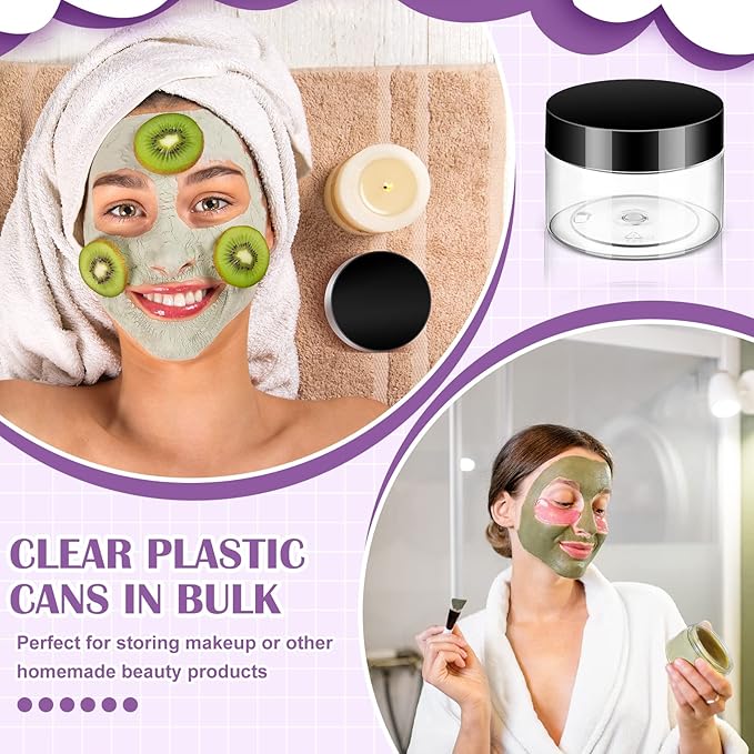 Aoriher 150 Pcs Plastic Container Jars with Lids Round Cosmetic Jars Empty Plastic Container for Lotion, Cream, Ointments, Makeup, Eye Shadow, Rhinestone, Samples, Pot, Travel Storage(4 oz,Black)