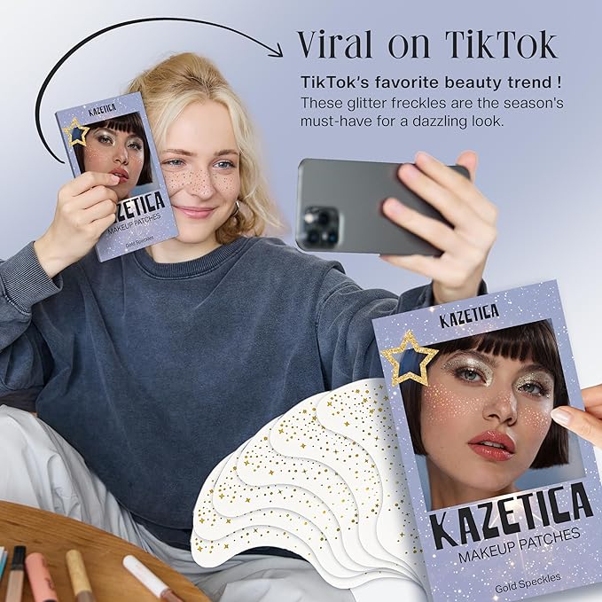 Glitter Freckles Face Tattoo, 10 Pcs Brown Face Glitter Freckles for Women, Festival Outfits for Women Rave Accessories Fake Tattoos, Sparkle Makeup Patches, Waterproof Speckles Patches,Mini Makeup