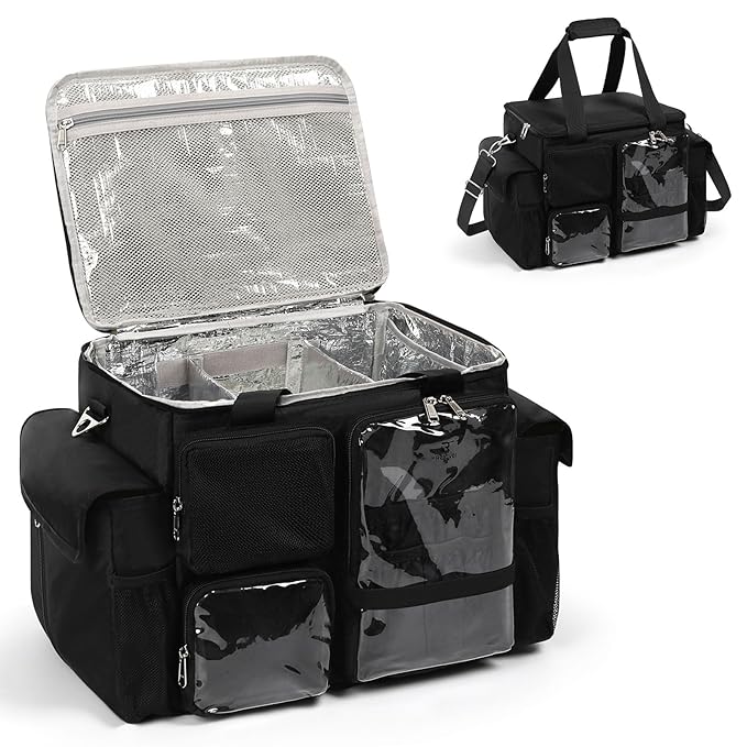 Large Hairstylist Traveling Bag, Hair Tool Organizer with Removeable Dividers, Hairdresser Hair Tools Travel Bag with Multi Pockets, Professional Makeup Artist Bag with Shoulder Strap