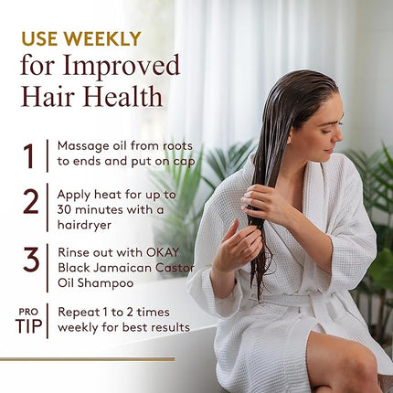 Okay Pure Naturals Black Jamaican Castor Oil with Argan Oil - Castor Oil for Hair Growth, Moisture for Skin, Face, Scalp, Eyelashes, Eyebrows, for Men & Women - 4 Fl Oz Glass Bottle (2 Pack)