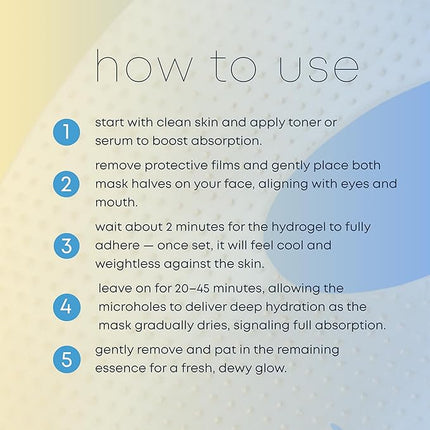 Lunair Gold Collagen & Hyaluronate Hydrogel Face Mask with Microhole Technology – Firming, Hydrating & Glowing Korean Sheet Mask for Radiant Glass Skin | Deep Moisture & Elasticity Boost (5 Sheets)