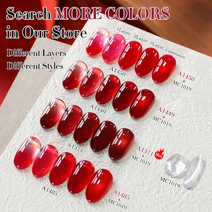 Double Rhythm 0.50 OZ Translucent Gel Polish Same Color Same Bottle Sheer Pastel Neutral Natural Milky 15 ML Jelly UV Nail Art DIY at Home (Burgundy Red-A1485)