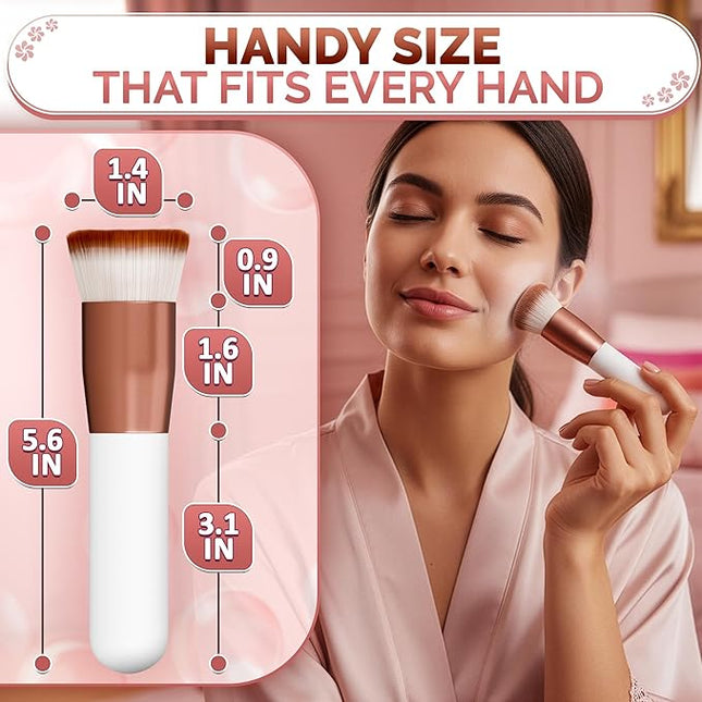 Liquid Foundation Brush for Makeup - Soft Flat Top Kabuki Foundation Brush with Dense Synthetic Bristles for Even Application of Liquid, Powder & Cream Cosmetics - Sturdy Wood & Aluminum Makeup Tools