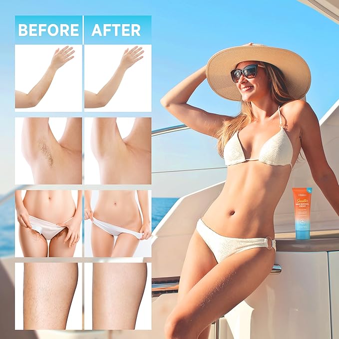 Hair Removal Cream for Women – Painless Sensitive Skin Depilatory for Legs, Arms, Bikini Line & Underarms – Natural Aloe, Chamomile & Vitamin E for Smooth & Nourished Skin