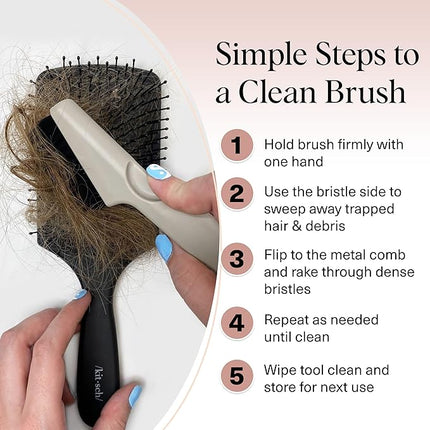 Kitsch Hair Brush Cleaner Tool | Double-Sided 2-in-1 Brush Cleaner for Hair Brushes & Combs | Eco-Friendly Cleaning Tool with Pick & Bristles, Perfect Gifts for Women | Hair Stylist Essentials