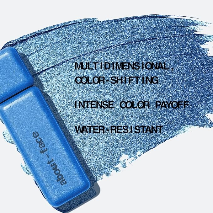 About-face Fractal Glitter Eye Paint Above Santorini – Smudge-Proof, Long-Lasting Liquid Eyeshadow – Intense Sparkle with Mousse Texture – Vegan, Cruelty-Free – 0.13oz (Sapphire)