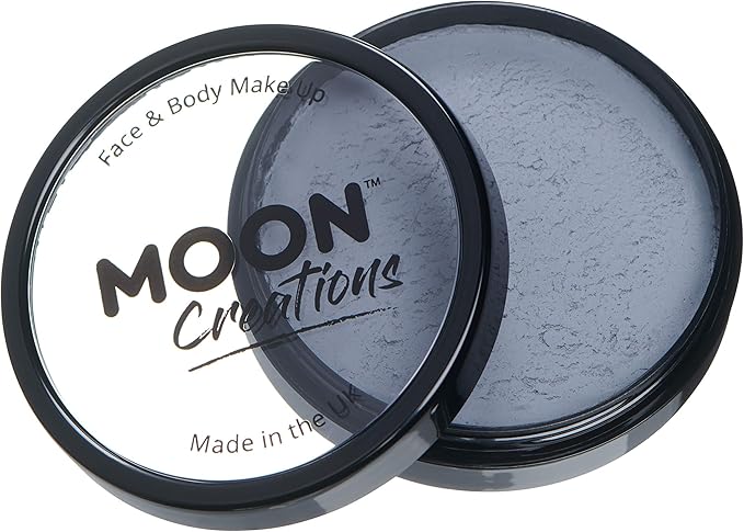 Pro Face & Body Paint Cake Pots by Moon Creations - Dark Grey - Professional Water Based Face Paint Makeup for Adults, Kids - 1.26oz