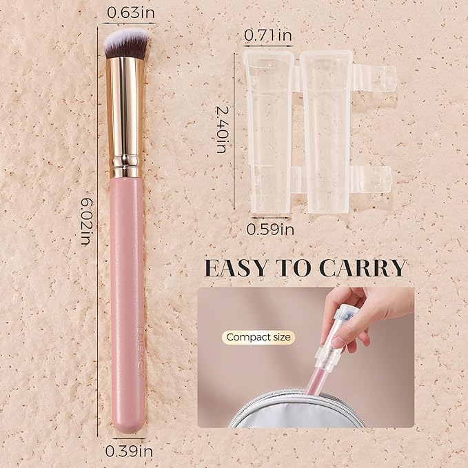 ENERGY Concealer Brush,Professional Under Eye Makeup Small Angled Precision Face Blending Brush-Liquid Cream Foundation Concealer for Dark Circles,Make Up Nose Contour Applicator Vegan (Teardrop,Pink)