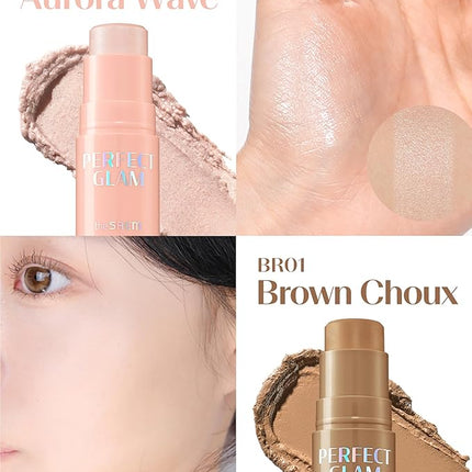 THESAEM Perfect Glam Stick Blusher with Blending Sponge PK01 Pink Fairy - Milky Pink Color Cream Blush Stick Balm for Cheeks - Silky Smooth Formula with Natural Dewy Finish, 0.2oz.