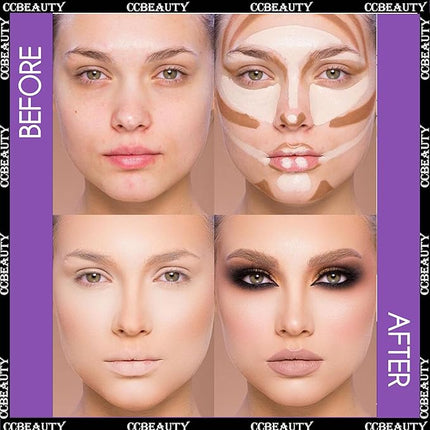 CCbeauty 2-IN-1 Matte Contour Stick,Cream Dual Highlight Concealer Stick, Highlighting & Contouring Kit, Bronzer Highlighter Sticks for Face Shaping Makeup, Long Lasting & Waterproof