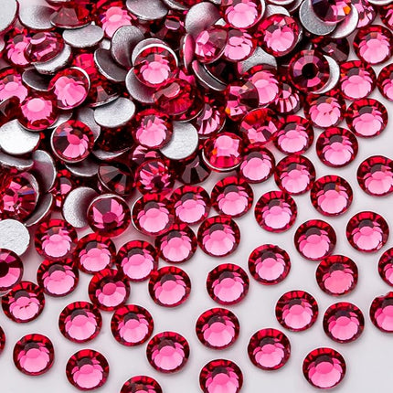 288Pcs Rose Crystal Rhinestones,Glass Flatback Rhinestones Gemstones for Nail Face Makeup Art Crafts Clothes Decoration -(SS30,6.5mm,Rose)
