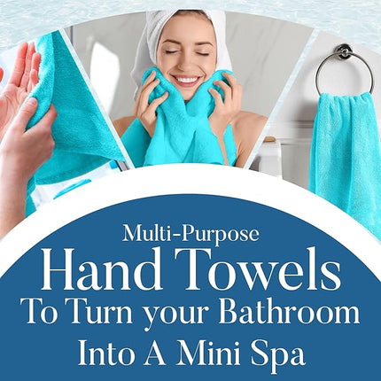 DAN RIVER 6-Pack Premium Hand Towels (16x28 Inches) - 100% Cotton, Ultra Soft, Lightweight, Highly Absorbent Towels for Bathroom, Spa, Gym, Salon, Hotel, and Travel - Turquoise
