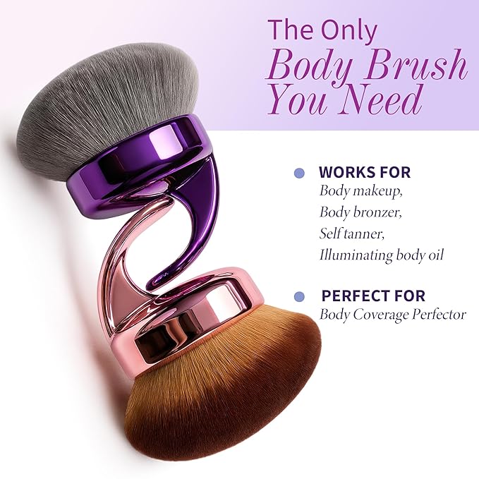 Blend & Blur Ultra Large Body Makeup Brush For Self Tanner, 5.11inch Wide-headed Kabuki Brush, Leg Makeup &Bronzer Self Tan Applicator Provides Effortless Pretty Finish, Blending Applicator- Purple