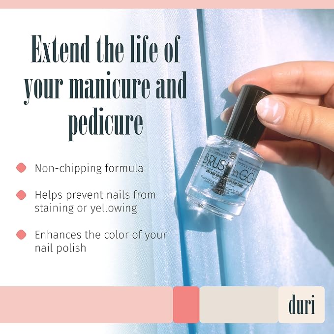 duri Brush’n Go Dry and Shine Speedy Top Coat and Drop'n Go Nail Polish Drying Drops - Fast Dry Top Coat Nail Polish Combo Pack