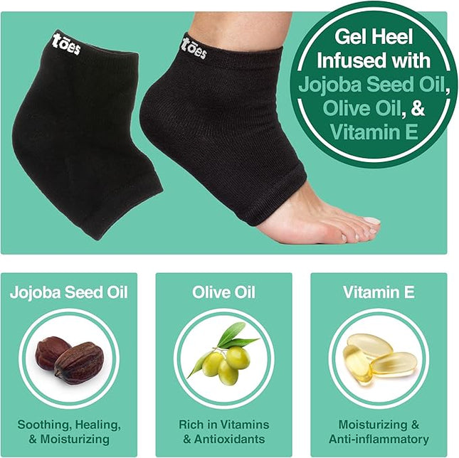 ZenToes Moisturizing Socks for Cracked Heel Treatment, Vitamin E, Olive Oil and Jojoba Oil Infused Heel Socks, Galentines Day Gifts, Self Care Gifts for Women (Cotton Black, Regular)