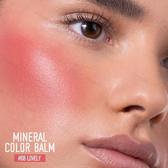 KYDA Mineral Color Balm, SPF 35, Buildable Shimmer Color for Lip and Cheek, Natural Shimmer Cream Blush Stick, Lightweight Blendable, Multiuse Makeup Balm, LOVELY