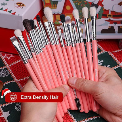 Bueart Design Makeup Brushes Set 26pcs Real Natural Goat Hair Professional labeled Foundation Face Blending Blush Concealers Eyeshadow Brush Set(26Pcs Pearl Pink)